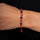 Antique Art Deco Coral and Onyx Beads Necklace And Bracelet Set