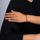 Antique Art Deco Coral and Onyx Beads Necklace And Bracelet Set