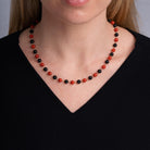 Antique Art Deco Coral and Onyx Beads Necklace And Bracelet Set