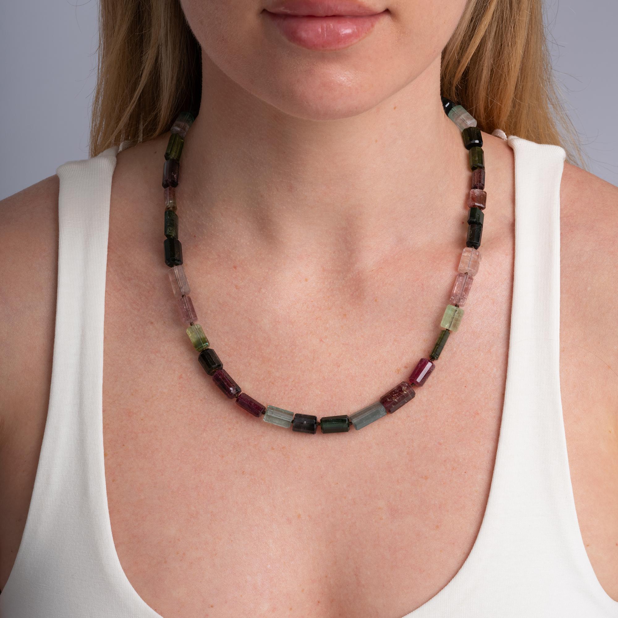 240 Carats Multi Color Raw Tourmaline Bead Strand