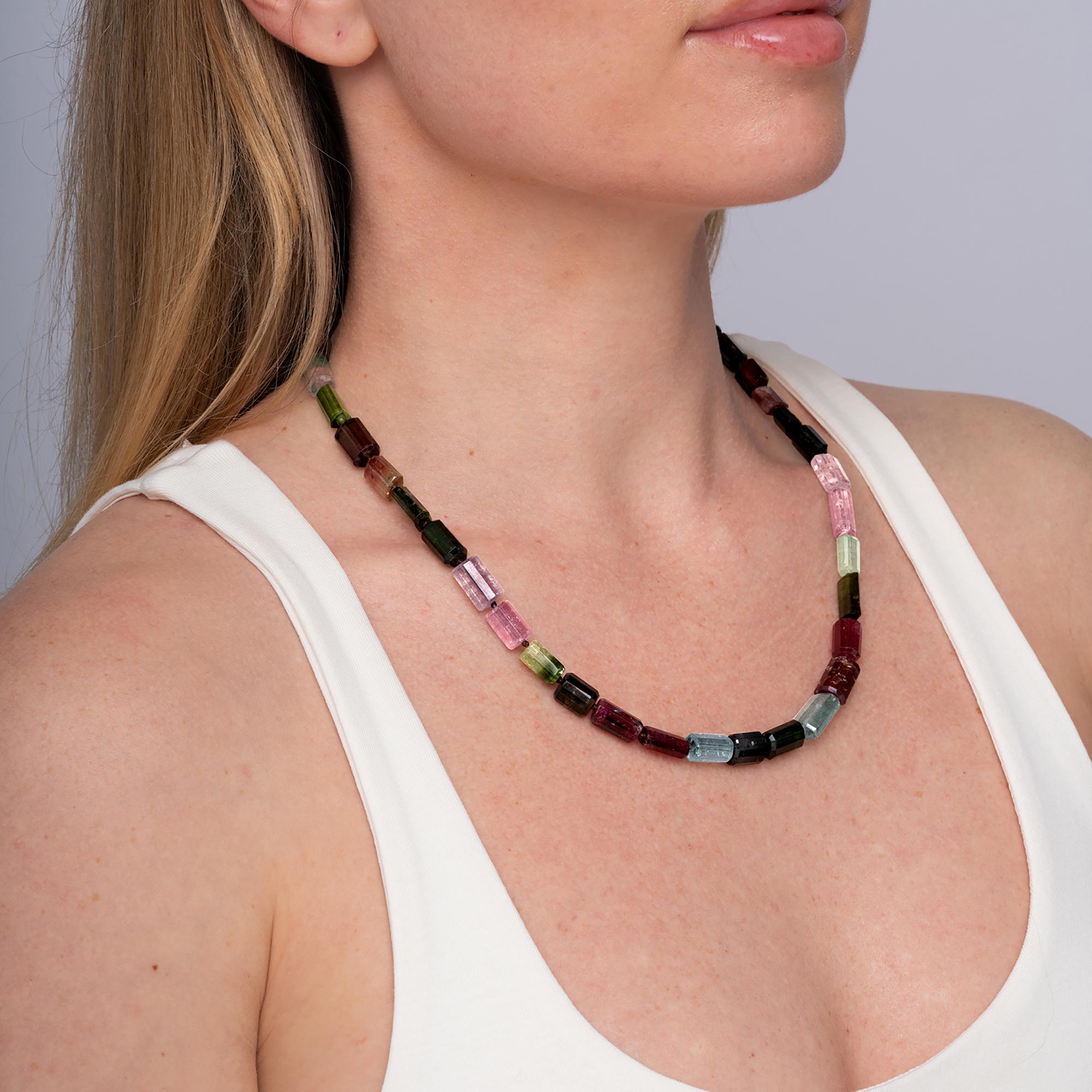 240 Carats Multi Color Raw Tourmaline Bead Strand