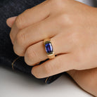 Estate 5 Carat Tanzanite East-West 18k Gold Men's Ring