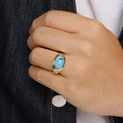 Vintage 1970s Men's Turquoise & 14k Gold Ring