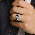 Hoorsenbuhs Wide White Gold Tri-Link Men's Band Size 9.5
