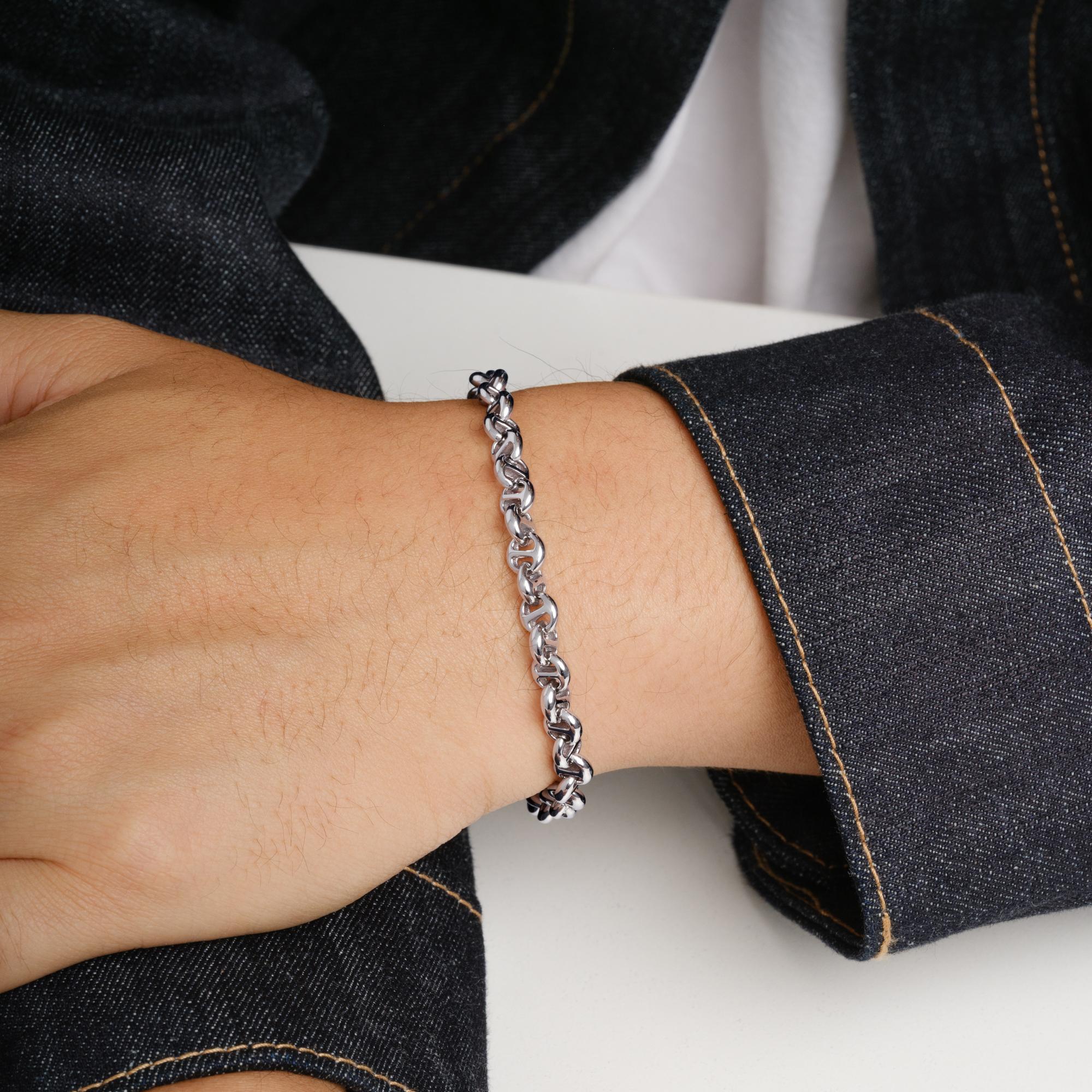 Hoorsenbuhs 18k White Gold Men's Link Toggle Bracelet