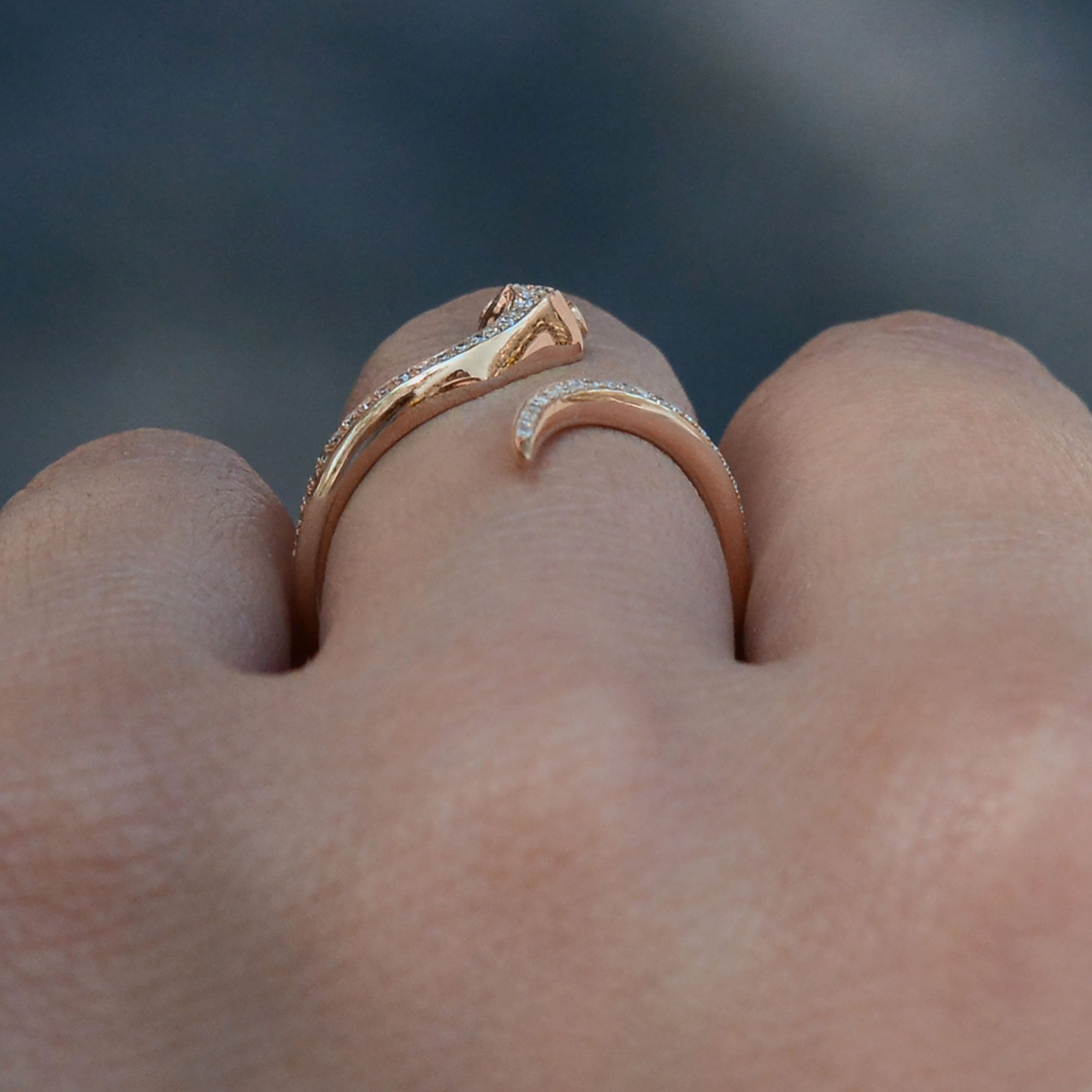 Designer Rose Gold Diamond and Tsavorite Garnet Snake Ring