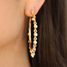 Designer Sonia B Diamond Dangle 14k Gold Hoop Earrings