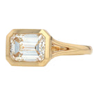 GIA 2.30 Carat Emerald Cut Diamond Bezel Solitaire Engagement Ring