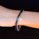 GIA Certified No Heat 25ctw Blue Sapphire Art Deco Platinum Line Bracelet