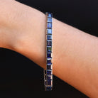 GIA Certified No Heat 25ctw Blue Sapphire Art Deco Platinum Line Bracelet