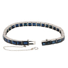 GIA Certified No Heat 25ctw Blue Sapphire Art Deco Platinum Line Bracelet