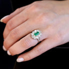 RDY 2.5 Carat Colombian Emerald and Diamond Halo Platinum Engagement Ring