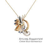 Retro Platinum/Gold Diamond & Sapphire Cosmic Brooch Pin-Pendant