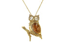 Tourmaline Moonstone Owl Pendant Necklace