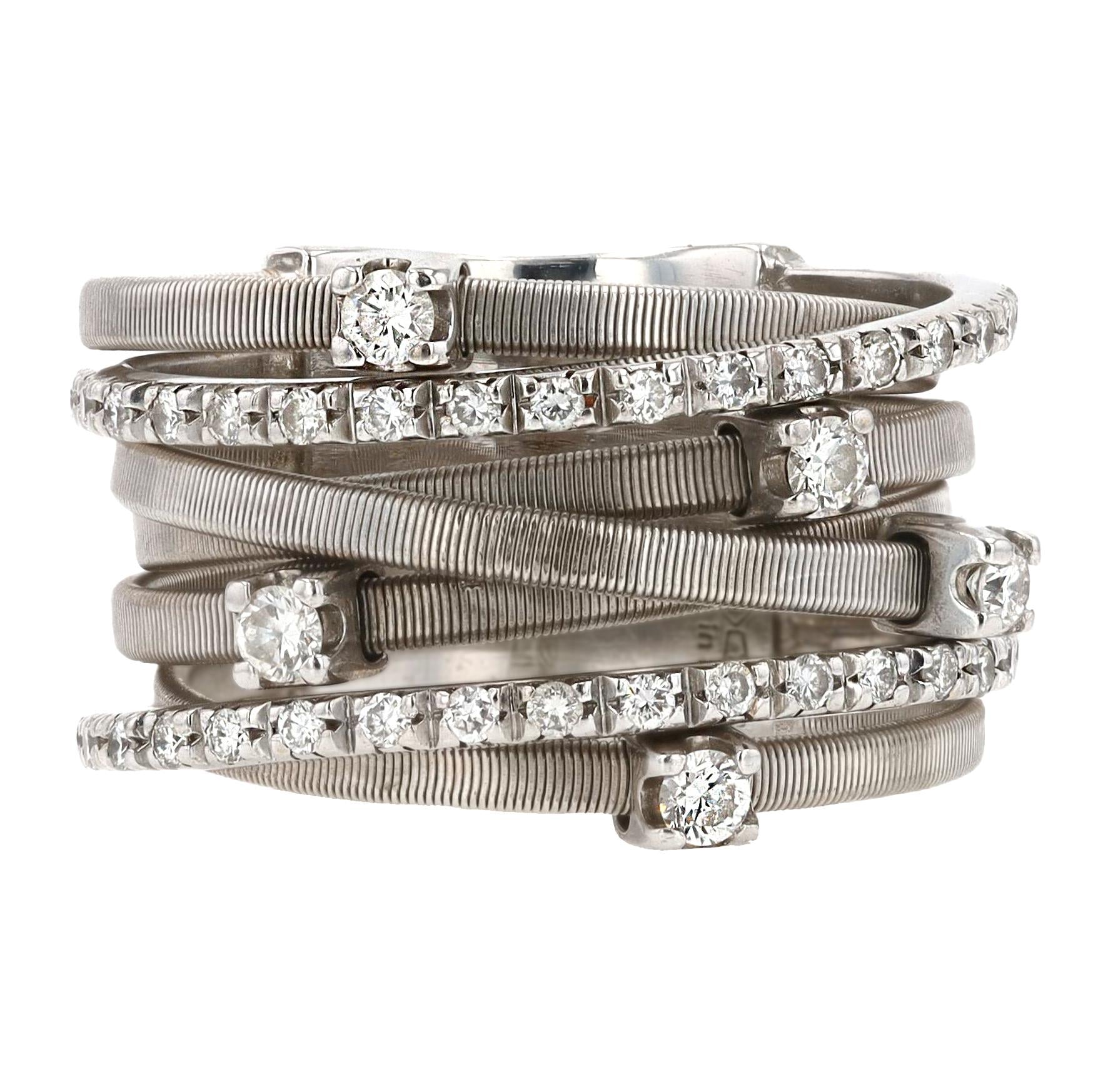 Marco Bicego GOA 7-Strand Diamond Wide White Gold Band