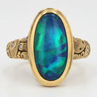 New Alex Sepkus 3.94 Carat Black Opal 18k Gold Ring