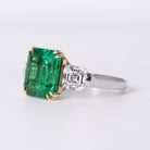 Finest Colombian Emerald No Oil 5.59ct Art Deco Ring, 2.01ct Diamond Sides