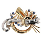 Retro Platinum/Gold Diamond & Sapphire Cosmic Brooch Pin-Pendant