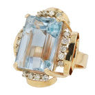 Retro 55 Carat Aquamarine & Diamond Monumental Cocktail Ring