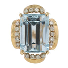 Retro 55 Carat Aquamarine & Diamond Monumental Cocktail Ring