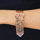 Retro Rose Gold 1940s Diamond Ruby Wide Buckle Bracelet