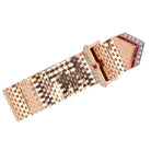 Retro Rose Gold 1940s Diamond Ruby Wide Buckle Bracelet