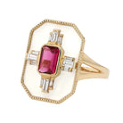 YAEL Pink Tourmaline & Diamond Enamel 14k Ring