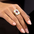 YAEL Pink Tourmaline & Diamond Enamel 14k Ring