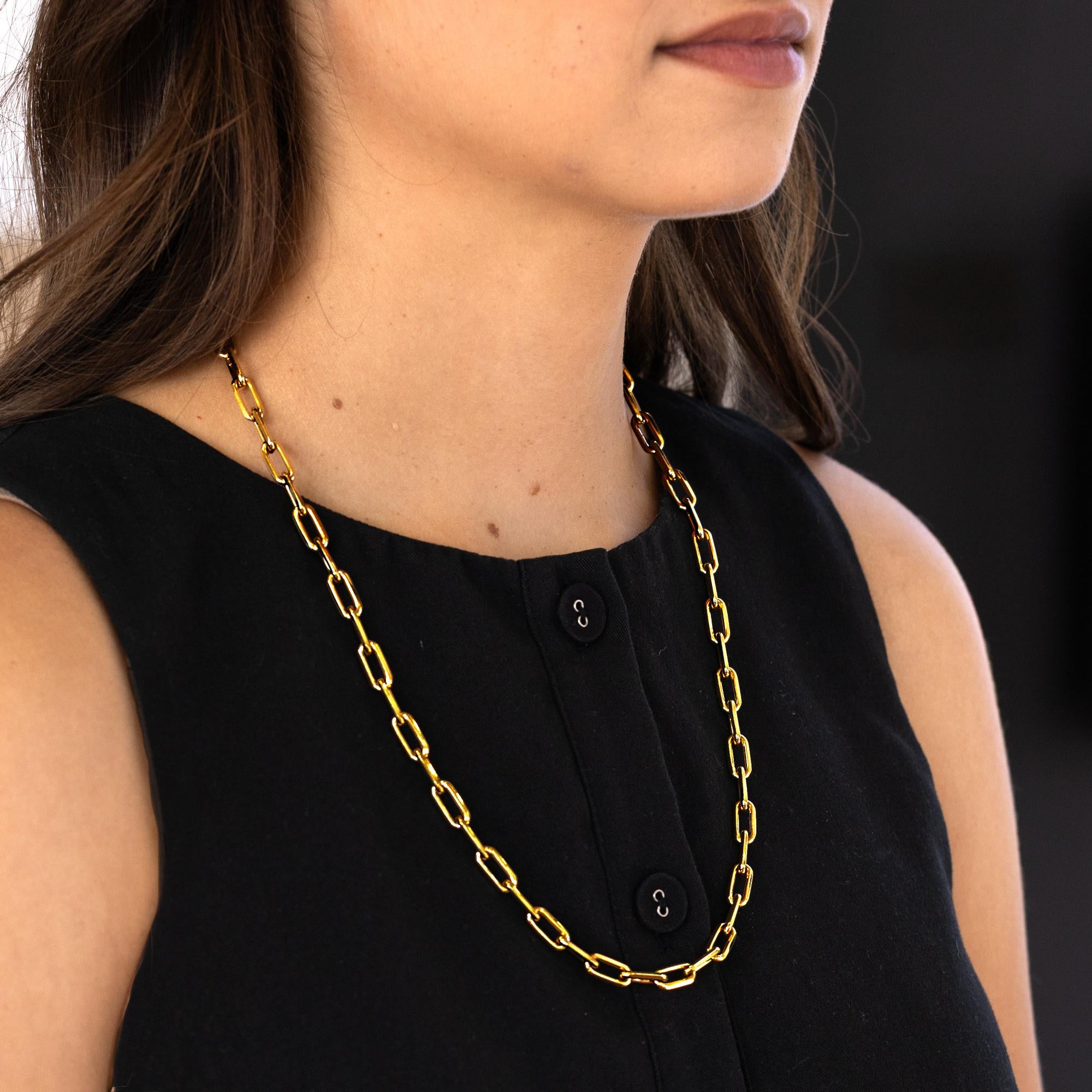 Santos de Cartier 18k Gold Paperclip Necklace Medium Model