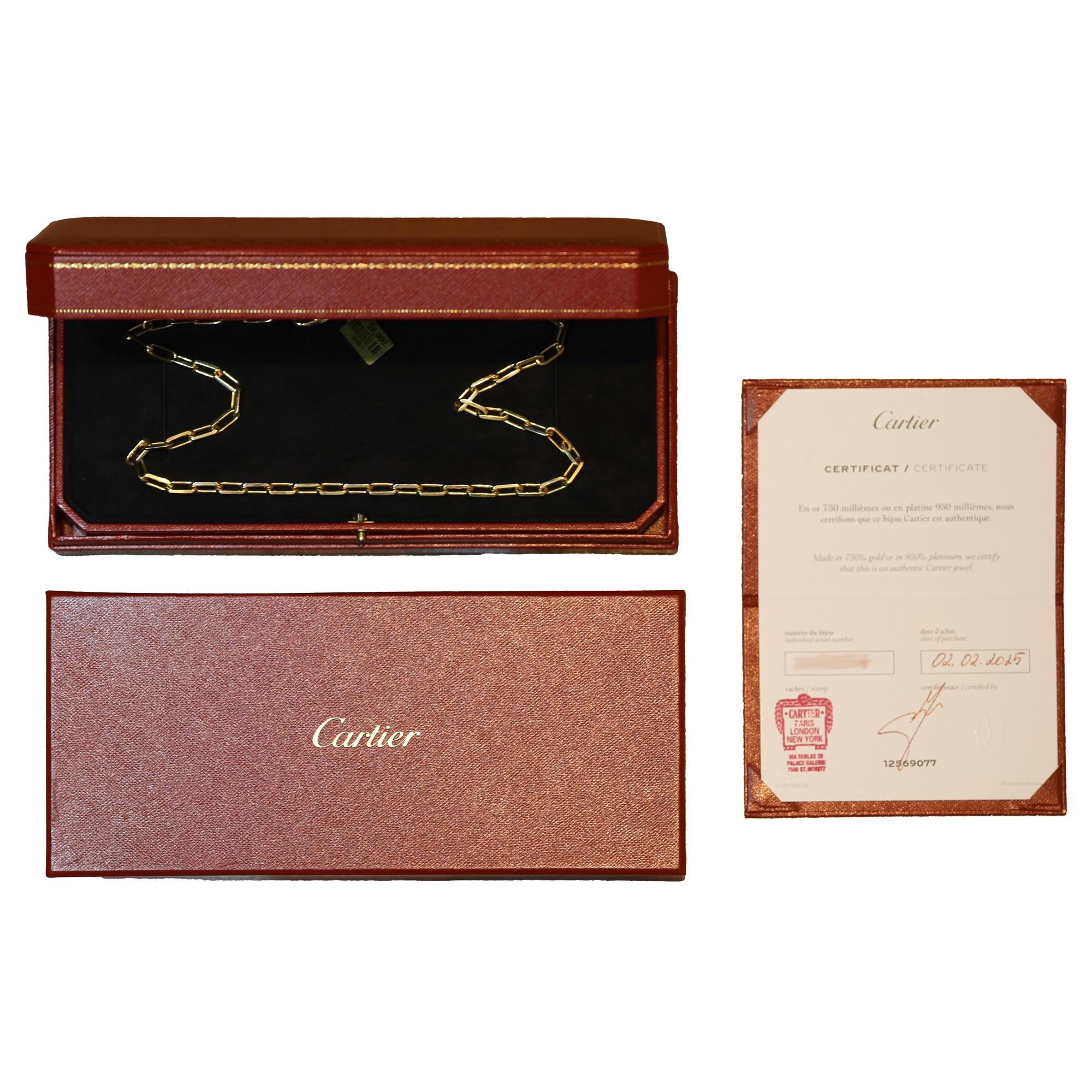 Santos de Cartier 18k Gold Paperclip Necklace Medium Model