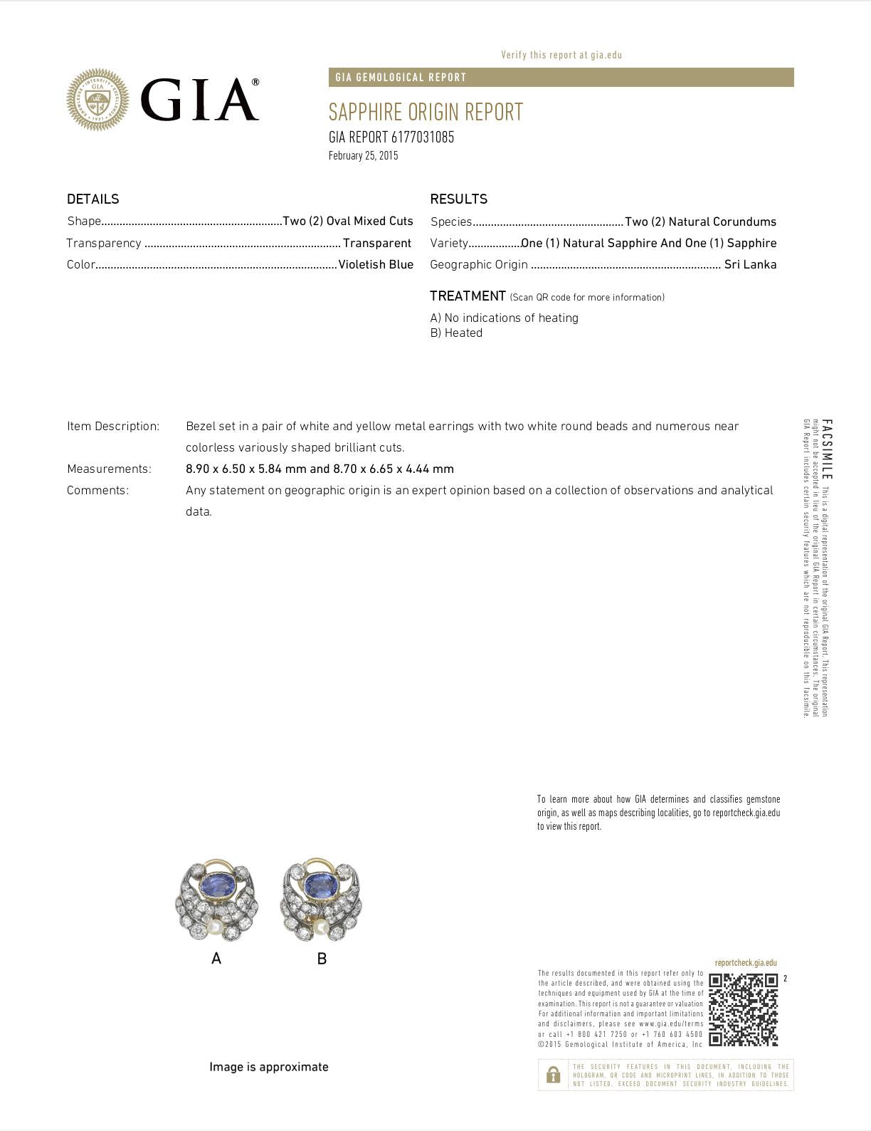 Antique Victorian GIA Certified 4.75 Carat Ceylon Sapphire & Diamond Earrings