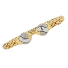 Vintage Signed FOPE Flex'it Mesh Diamond & 18k Gold 2 Tone Open Cuff Bracelet