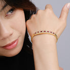 Vintage 1970s Van Cleef & Arpels Ruby, Diamond 18K Gold Bangle Bracelet