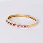 Vintage 1970s Van Cleef & Arpels Ruby, Diamond 18K Gold Bangle Bracelet