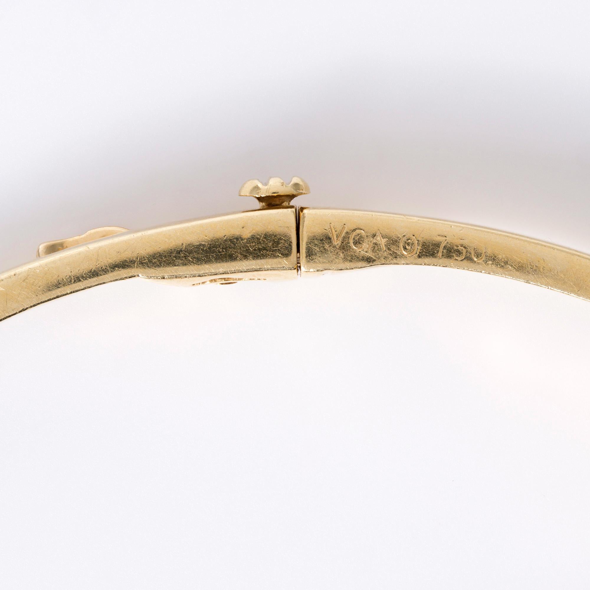 Vintage 1970s Van Cleef & Arpels Ruby, Diamond 18K Gold Bangle Bracelet