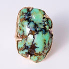 Massive 30 Carat Turquoise 14k Gold Brutalist Cocktail Ring