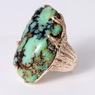 Massive 30 Carat Turquoise 14k Gold Brutalist Cocktail Ring