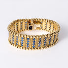 Estate Vintage 1970s Elizabeth Gage Sapphire Gold Supple Link Bracelet