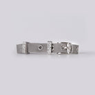 Estate 1970s Italian 14k White Gold Mesh Diamond Buckle Bracelet
