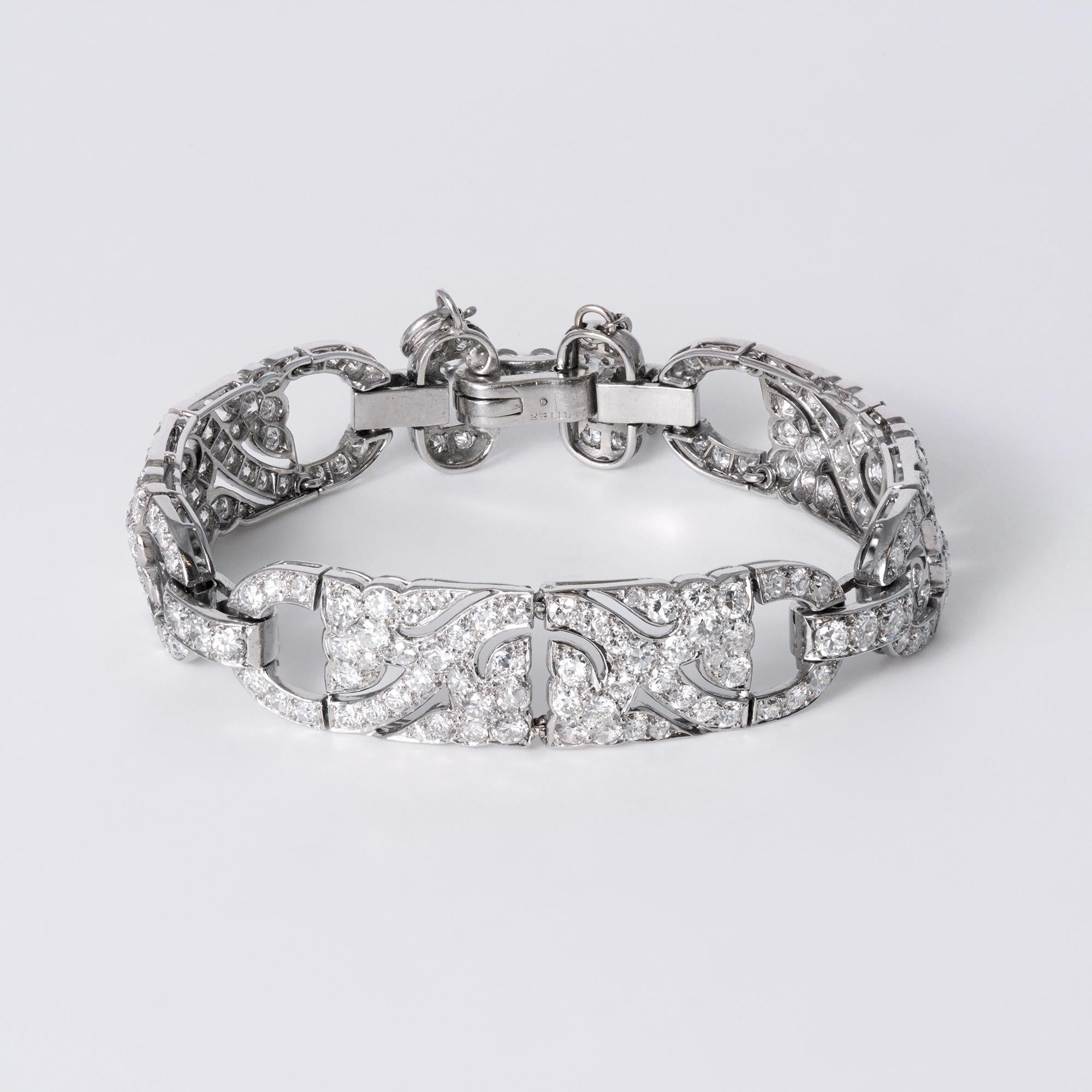Antique 1920s Cartier 6.50 CT Diamond Art Deco Platinum Filigree Bracelet