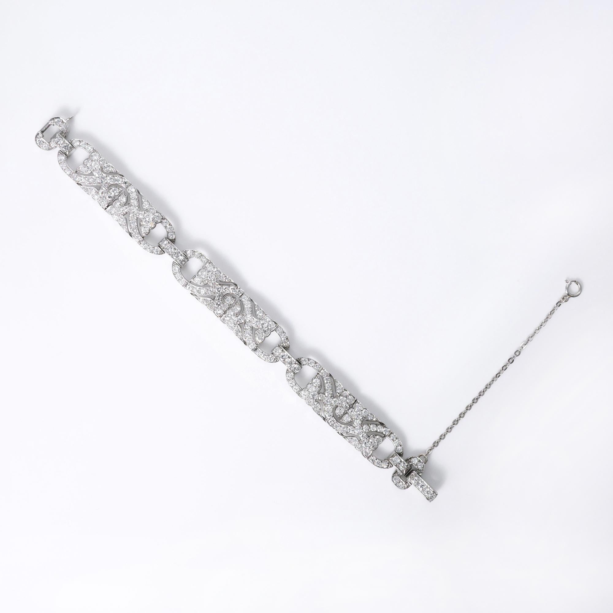 Antique 1920s Cartier 6.50 CT Diamond Art Deco Platinum Filigree Bracelet