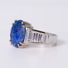 Estate Vintage GIA Certified 6.30 Carat Blue Sapphire & Diamond Ring