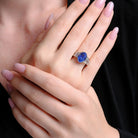 Estate Vintage GIA Certified 6.30 Carat Blue Sapphire & Diamond Ring