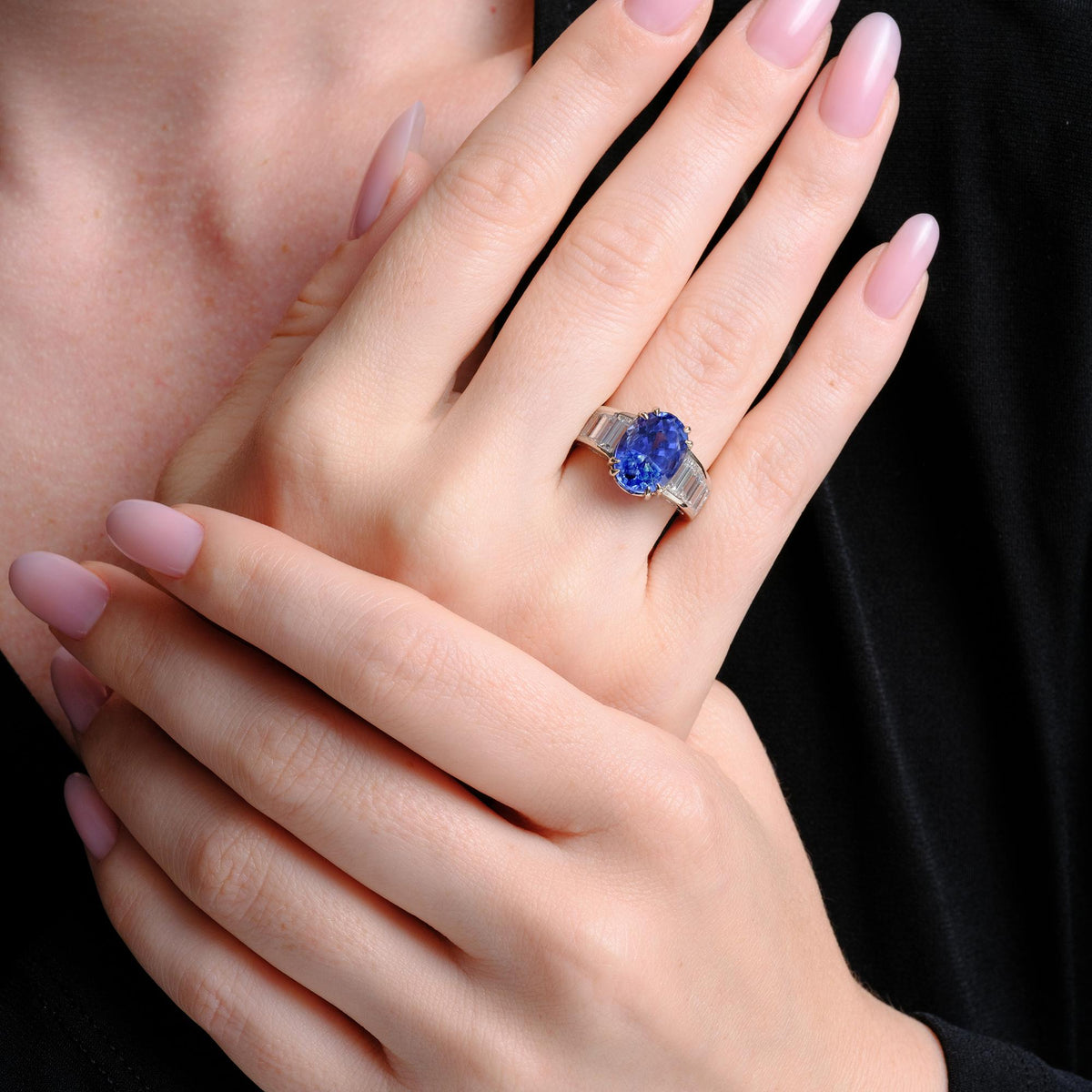 Estate Vintage GIA Certified 6.30 Carat Blue Sapphire & Diamond Ring