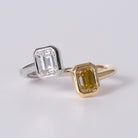 GIA Certified 18k Yellow & White Emerald Cut Diamond Toi Et Moi Ring