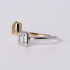 GIA Certified 18k Yellow & White Emerald Cut Diamond Toi Et Moi Ring