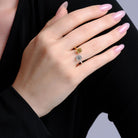 GIA Certified 18k Yellow & White Emerald Cut Diamond Toi Et Moi Ring