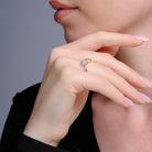 GIA Certified 18k Yellow & White Emerald Cut Diamond Toi Et Moi Ring