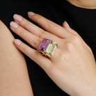 Estate 26 Carat Lavender & Green Amethyst 2 Stone Statement Ring