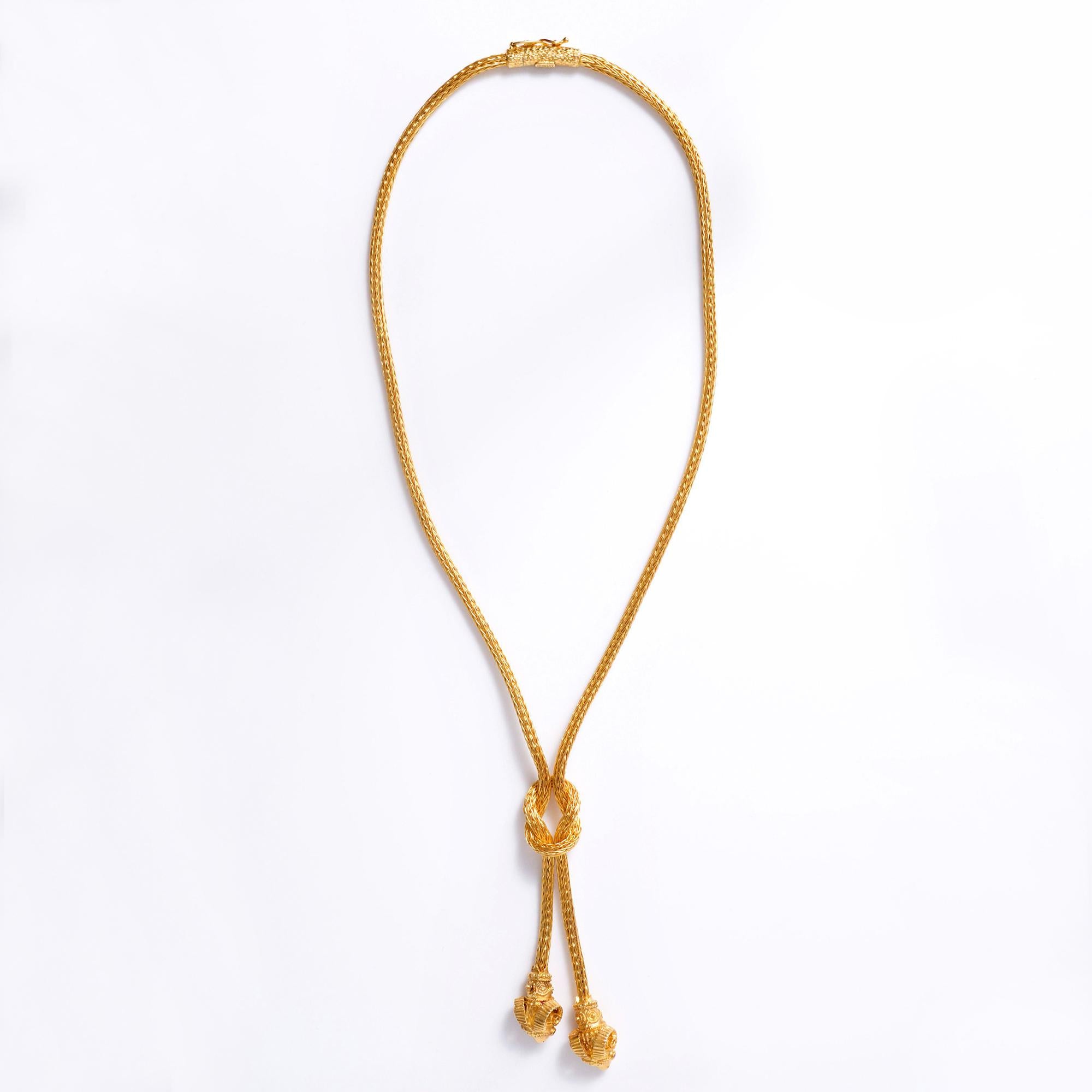 Vintage Lalaounis 18k Gold Rams Head Odyssey Lariat Necklace